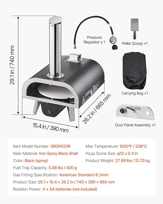 VEVOR Dual Fuel Outdoor Pizza Oven, - Image 3