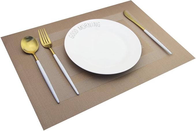 PIGCHCY Placemats Set of 6, Washable Woven Vinyl Kitchen Table Mats Non Slip - Image 2