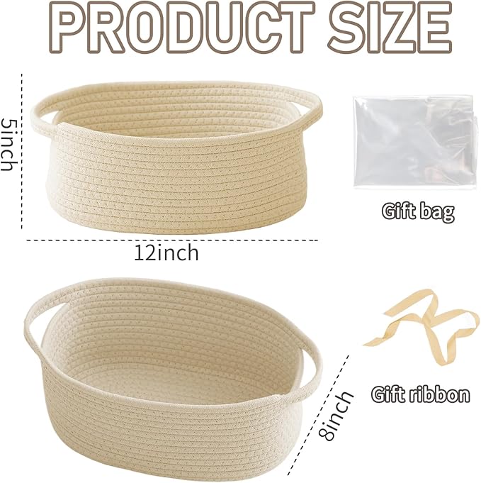 Woven Basket, Small Rope Storage Bin - Image 2