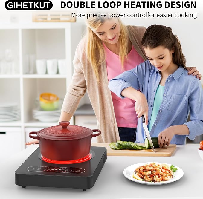 Single Burner Electric Cooktop, 110V 1800W Electric Stove Top - Image 2
