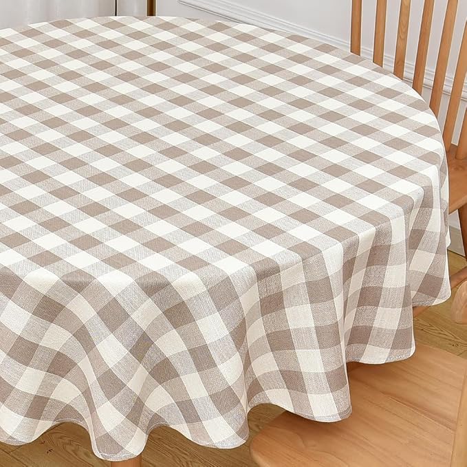 Gingham Round Tablecloth Table Cloth Heavy Duty Cotton Checkered Table Cloth - Image 2
