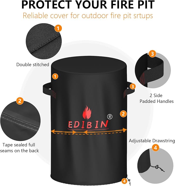 31 inch Round Fire Pit Cover for Bali Outdoors 30 in Round Fire Pit Table - Image 7