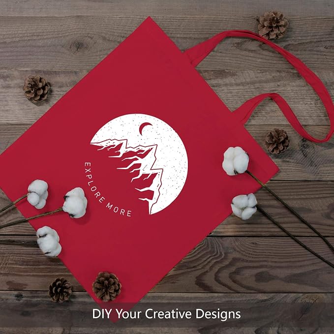 TOPDesign 6-Pack Economical 16"x15" Red Cotton Tote Bag, Lightweight Medium - Image 3