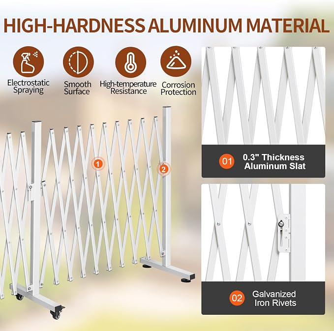 TECSPACE Aluminum Expandable Garden Fence, Portable Barricade Gate - Image 3