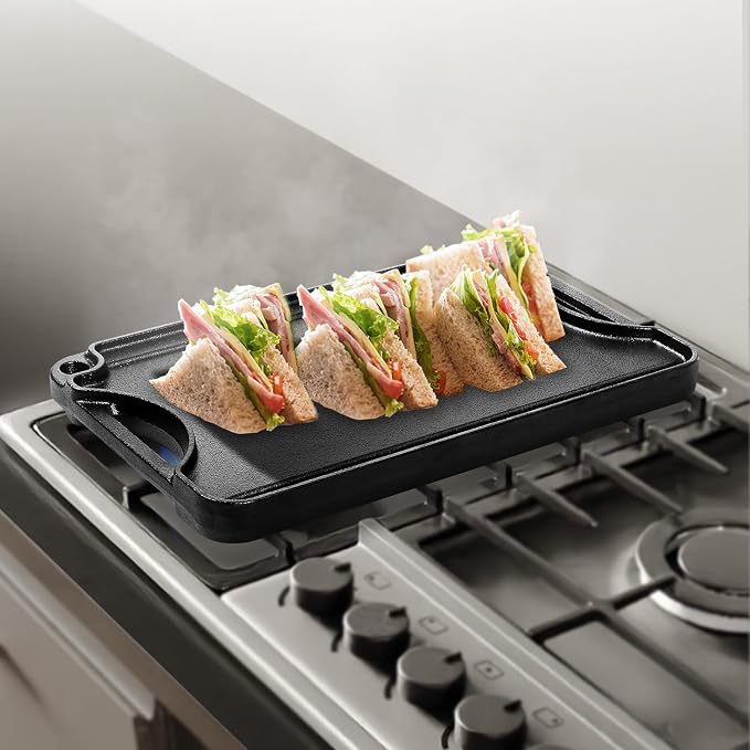 VEVOR Reversible Grill/Griddle, 14x8.5 inch Pre-Seasoned Cast Iron Griddle - Image 9