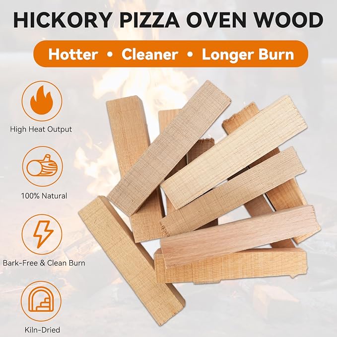 Hickory Pizza Oven Wood 6 Inch, 15 lbs Box – Kiln Dried & Bark-Free Firewood - Image 2
