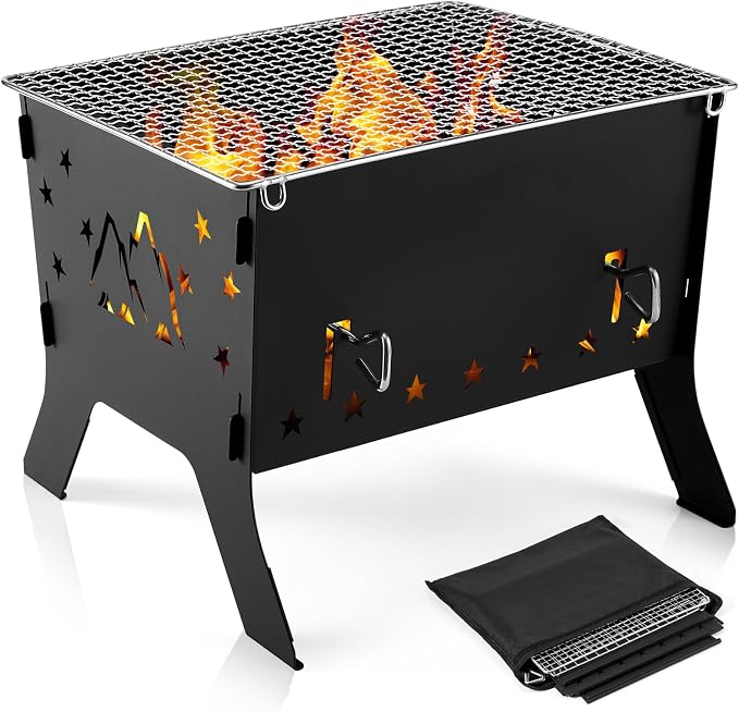 Odoland Camping Grill Portable Folding Charcoal Grills Backpacking BBQ Grill by Odoland