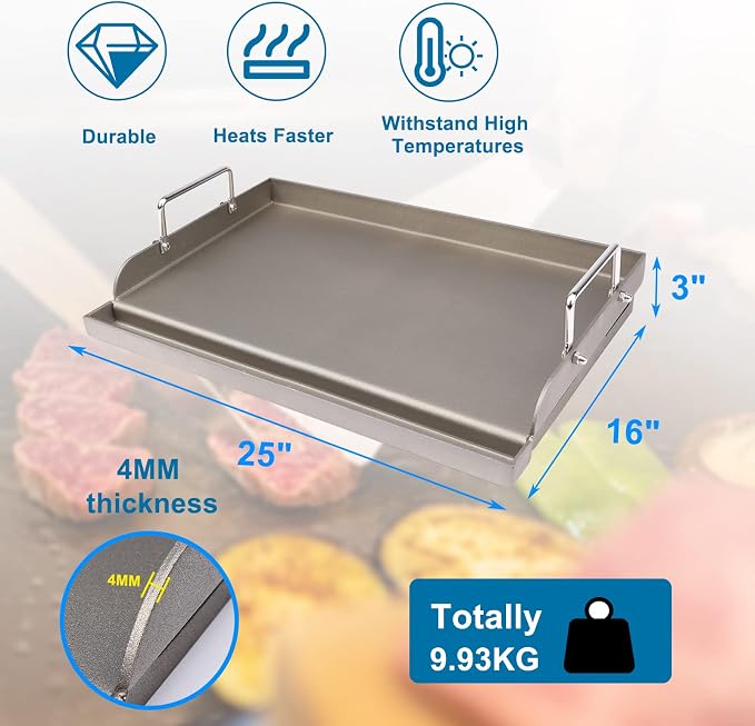 Uniflasy Cast Iron Griddle for Gas Grill Flat Top Griddle Insert for Outdoor - Image 6