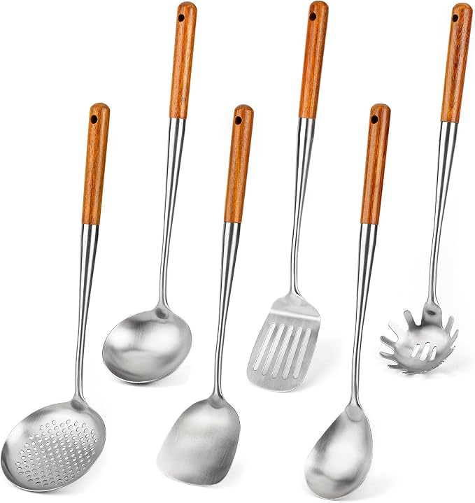 FJNATINH 304 Stainless Steel Kitchen Utensil Sets-6 PCS Wok Spatula Sets by HOMEKITCHENTOOL