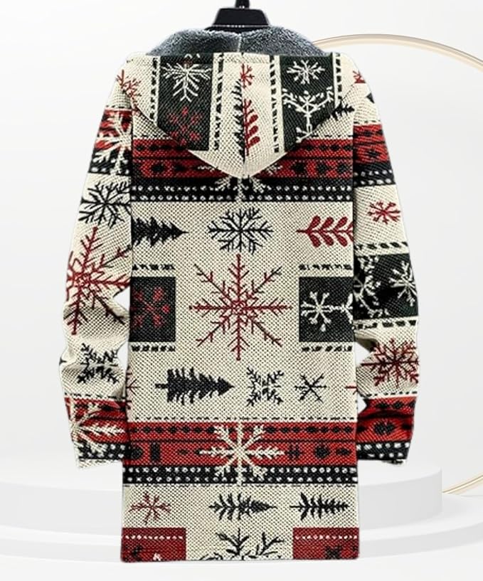 Men's Hooded Sweater Coat Knit Fleece Lined Long Cardigan Jacket - Image 2