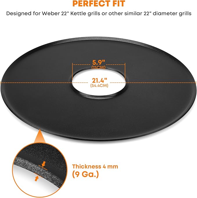 Stanbroil Round Griddle Insert for Weber 22" Kettle Charcoal Grill, Nonstick - Image 2