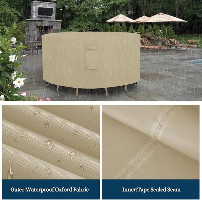 Easy-Going Round Patio Furniture Cover Waterproof Outdoor Dining Table and - Image 4