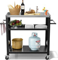 Outdoor Grill Cart with Three-Shelf, Stainless Steel Pizza Oven Table by Unknown