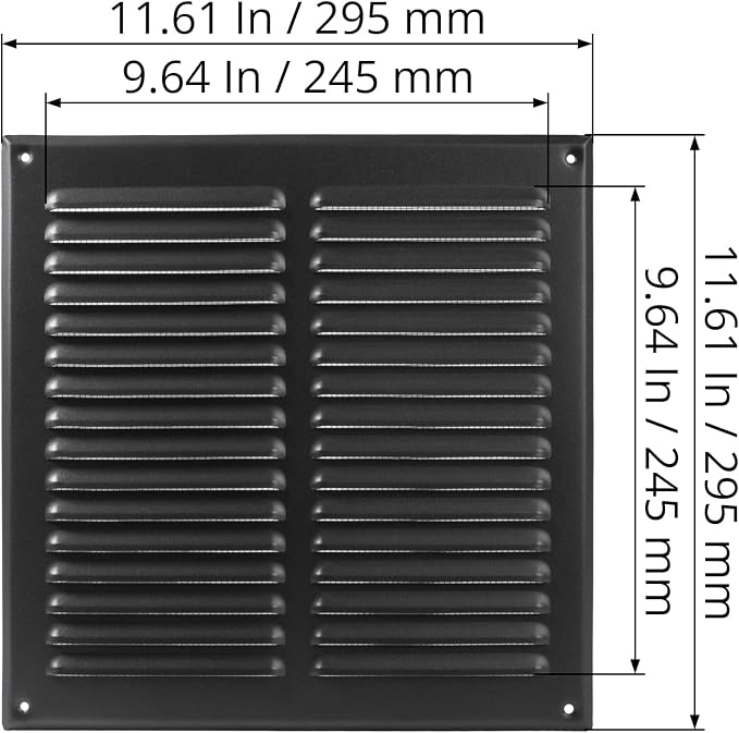 Square Ventilation Grille / 10" x 10" Inch Inside Measurement/Black Metal Air - Image 2