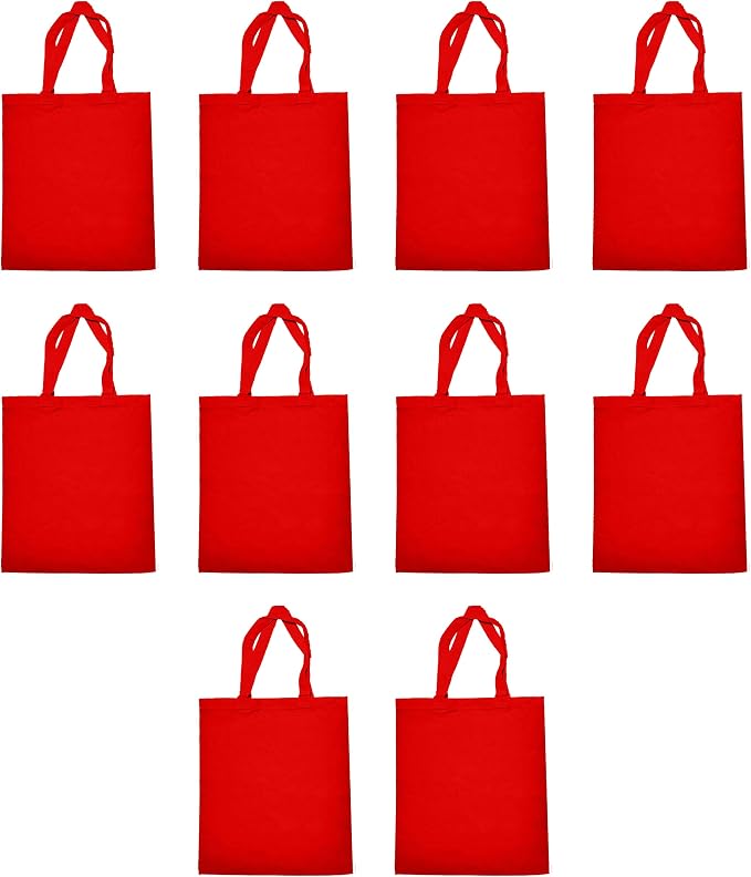 DISCOUNT PROMOS Cotton Canvas Tote Bags Set of 10, Bulk Pack by DISCOUNTPROMOS
