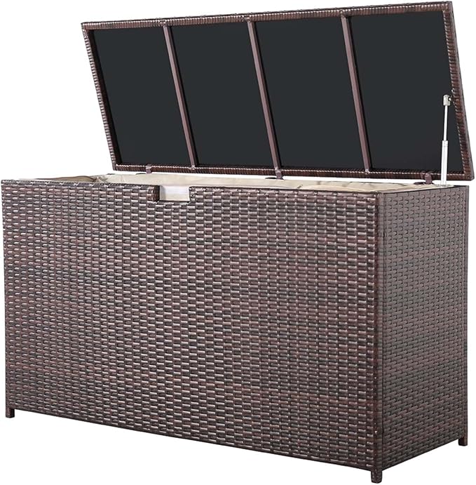 Super Patio Wicker Outdoor Patio Storage Box Waterproof, 120 Gallon Large Deck - Image 4