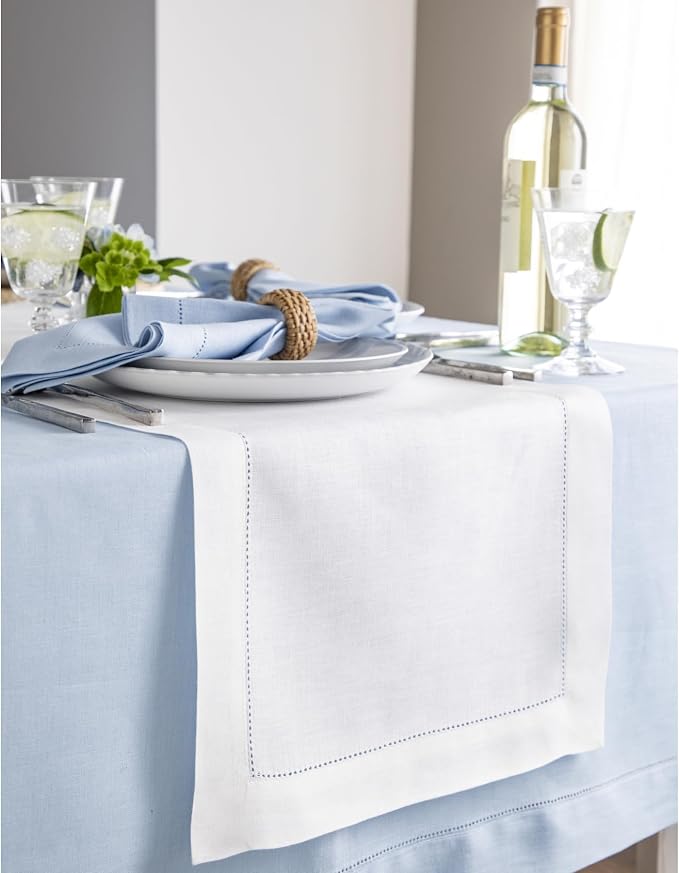 Solino Home Linen White Table Runner 108 Inches Long - Image 2