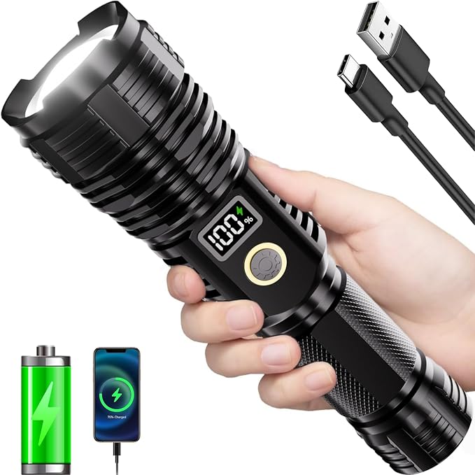 Flashlights High Lumens Rechargeable, 10000LM LED Super Bright Flash Light by SuperBrightFlashlight