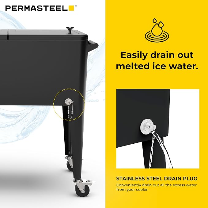 Permasteel 80 Quart Party Cooler, Rolling Ice Chest - Image 7
