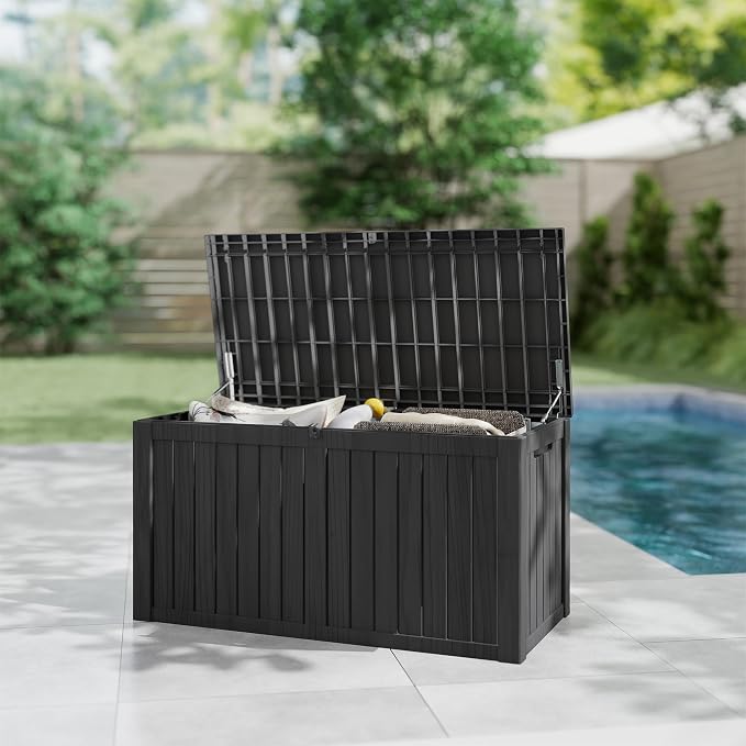 180 Gallon Outdoor Storage Box Waterproof, Resin Deck Boxes - Image 6