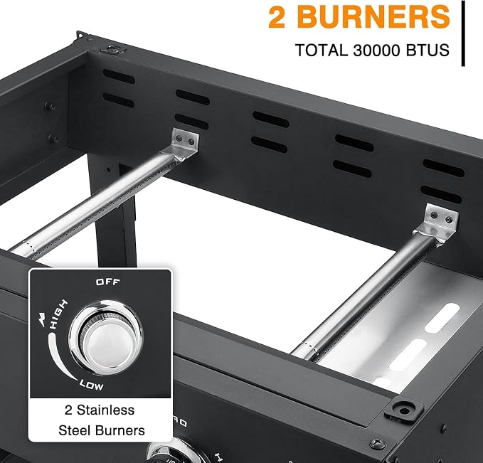 2 Burner Foldable Gas Griddle, 28 Inch Stainless Steel Portable Detachable - Image 5