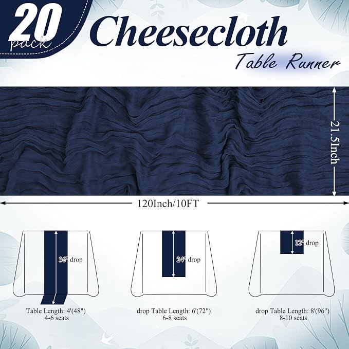 20 Packs Cheesecloth Table Runner 10FT Long Boho Gauze Fabric Table Runner - Image 2