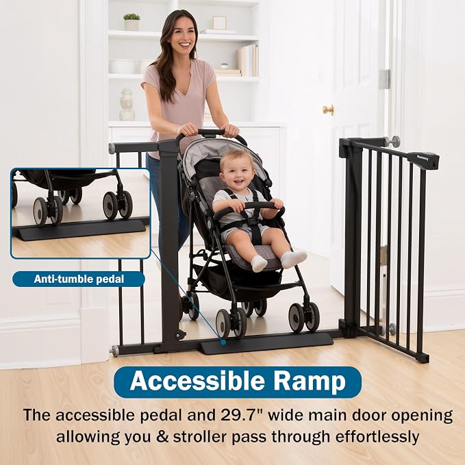 Baby Gate for Stairs, 29.7-40.6" Pressure Mounted Dog Gate, Auto Close Safety - Image 6