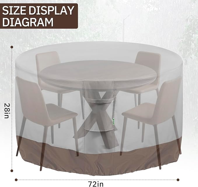 Round Patio Furniture Covers, 600D Heavy-duty UV-Resistant Fade-Proof Protection - Image 2