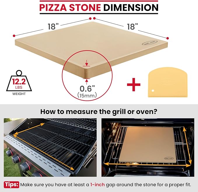 Unicook Extra Large Pizza Stone 18 Inch, Square Baking Stone - Image 2