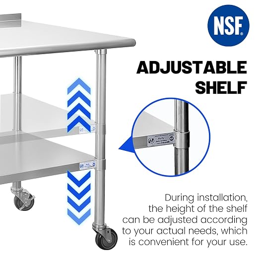 Hally Stainless Steel Table for Prep & Work 24 x 48 Inches - Image 7