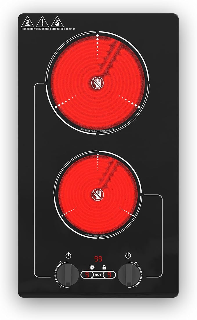 Electric Cooktop, 110V 2100W Stove top, 9 Power Levels, Kids Lock & Timer by GIHETKUT