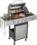 3-Burner Gas Grill with Side Burner, 37230 BTU Outdoor BBQ, Large Cooking Area by CubisVeta