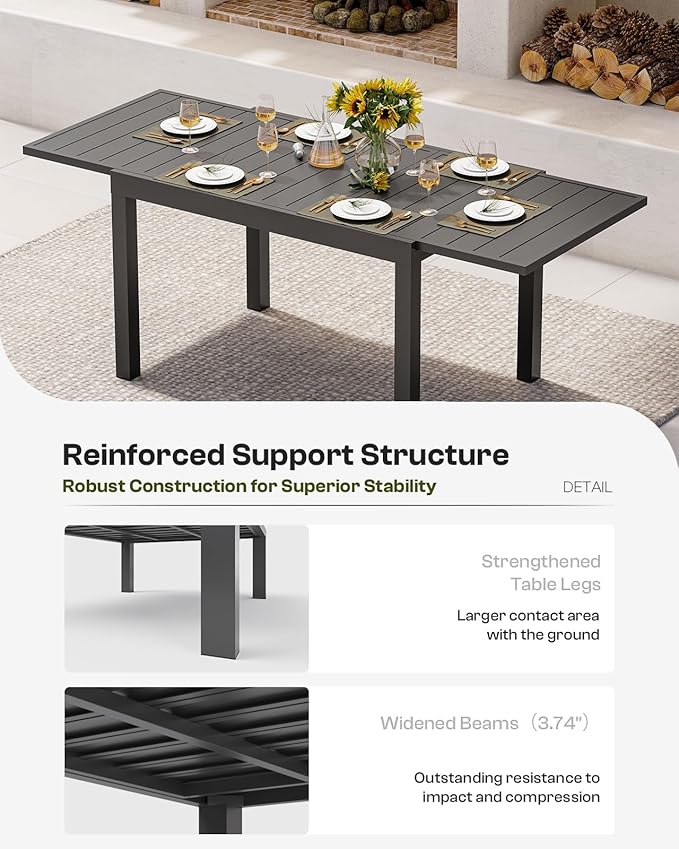 Expandable Outdoor Patio Dining Table Set - Image 5