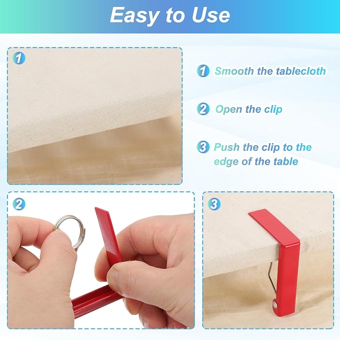 uxcell 4 Pack Tablecloth Clips, Stainless Steel Table Cloth Cover Clamps - Image 4
