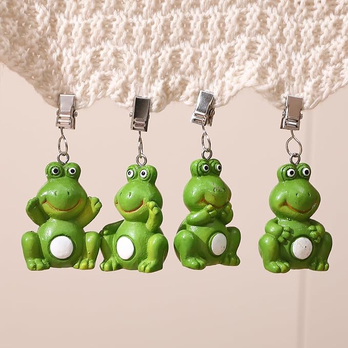 TwoFish Home Set of 4 Frog Resin Tablecloth Weights Clips Handicraft Frog - Image 2