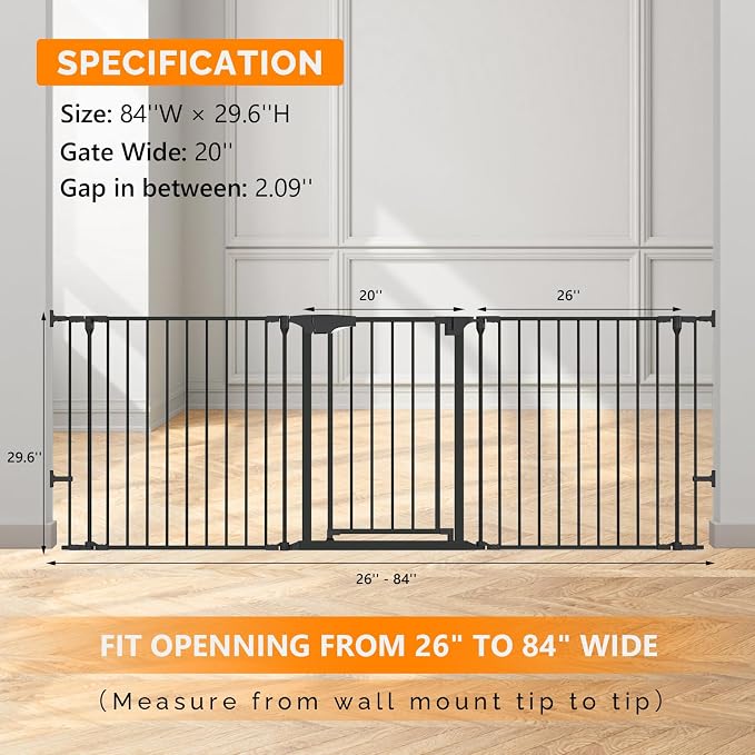 Bonnlo Baby Safety Gate, 82-Inch Configurable Walk-Through Fence - Image 6