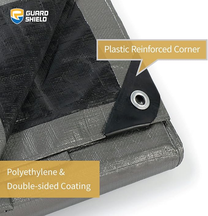 GUARD SHIELD Heavy Duty Tarp 12x12 Feet Silver/Black Multi Purpose Thick - Image 2