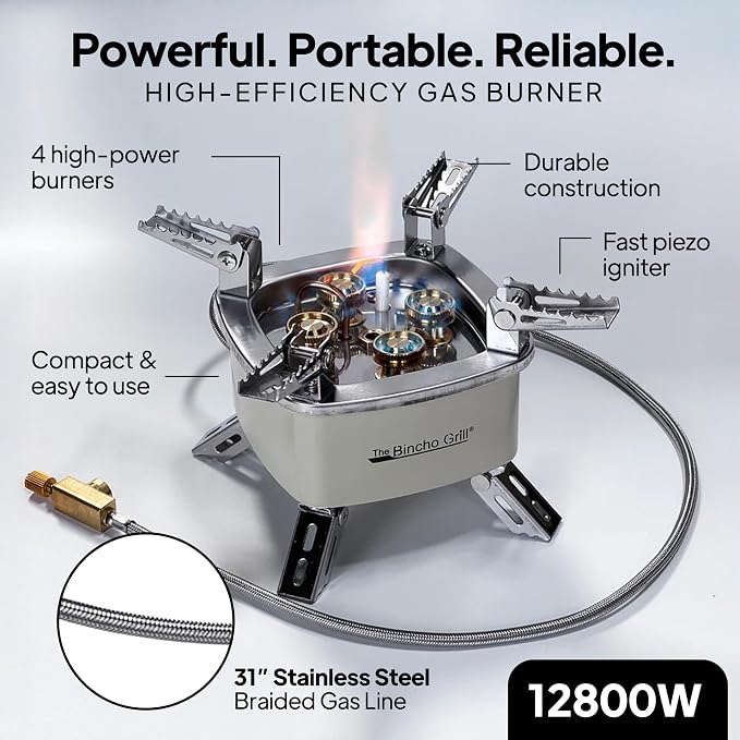 The Bincho Grill Charcoal Starter Gas Burner – 12, 800W High Heat Mini Stove - Image 2