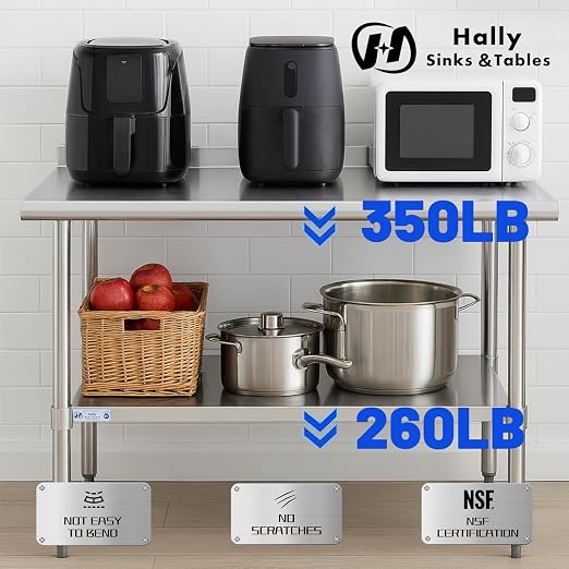 Hally Stainless Steel Table for Prep & Work 18 x 24 Inches, NSF Commercial - Image 5
