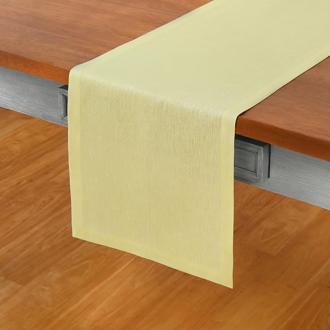 Solino Home Linen Chambray Yellow Table Runner 108 Inches Long by SolinoHome