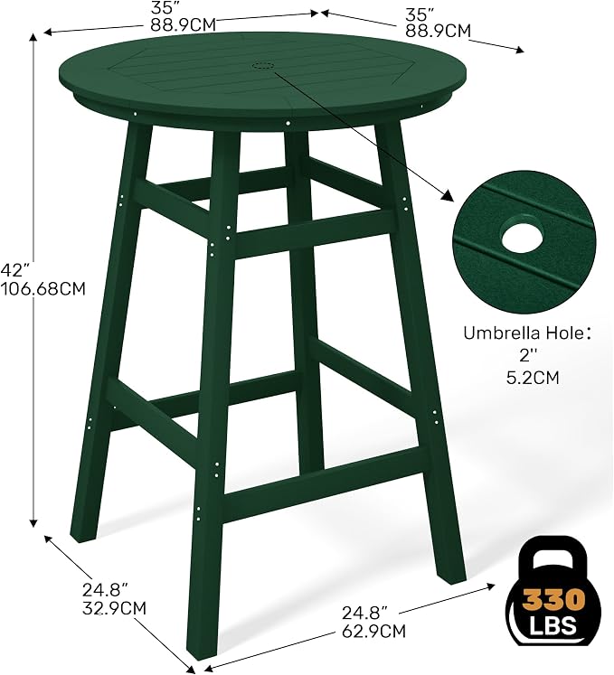 Costaelm Patio Bistro Table, Outdoor Bistro Dining Pub Table - Image 3