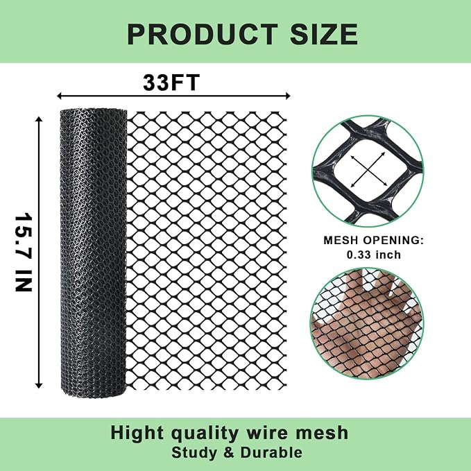 vensovo Black Plastic Wire Mesh 16IN x 33FT Roll - Image 2