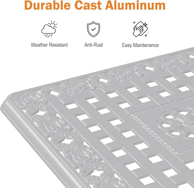 Cast Aluminum Outdoor Side Table, All Weather Square Bistro Table, Outdoor - Image 5