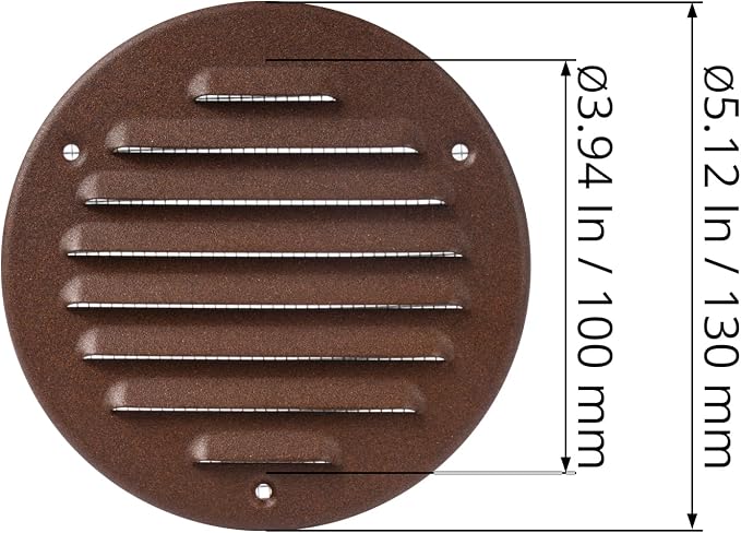 Square Ventilation Grille / 5" Inch Inside Measurement/Brown Metal Air Vent - Image 7