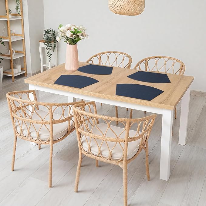 Homaxy Round Table Placemats Set of 6, Washable Wedge Shaped Faux Leather Table - Image 7