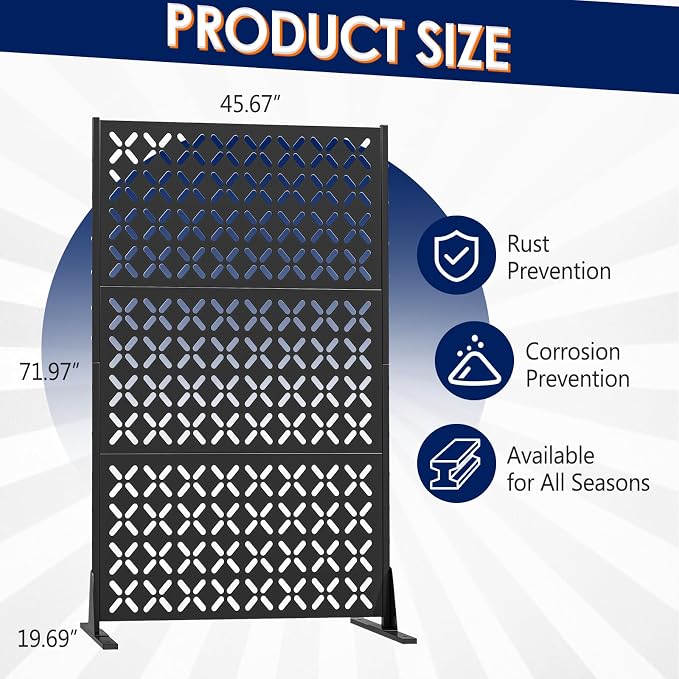 Metal Privacy Screen Outdoor, Decorative Privacy Panels Shield - Image 2