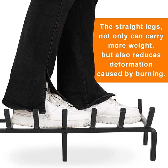 Fireplace Log Grate, Heavy Duty Solid Steel Wood Rack Stove Firewood Holder - Image 5
