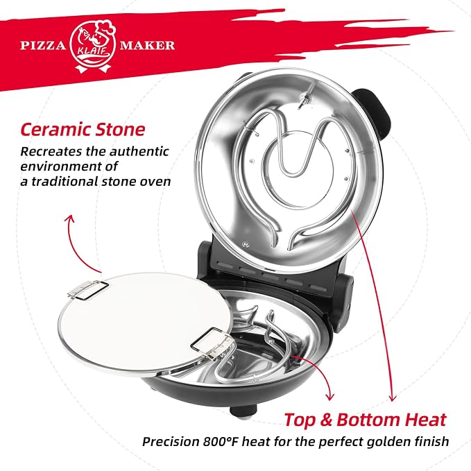 KLAIF 12" Electric Countertop Pizza Oven Indoor - Image 2