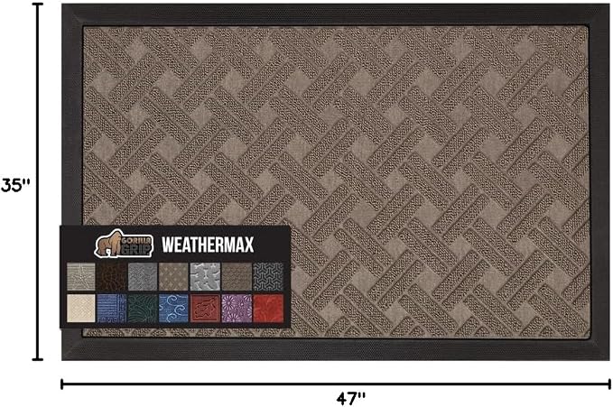 GORILLA GRIP 100% Waterproof All-Season WeatherMax Doormat, US Designed Natural - Image 2