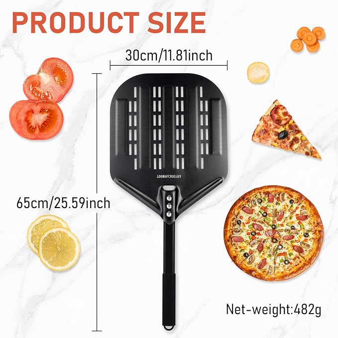 Perforated Pizza Peels 6 INCH pizza spatula paddle Long Handle Metal Pizza - Image 4